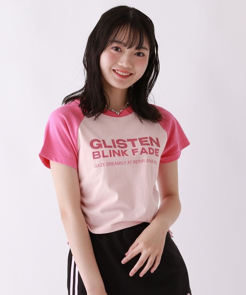 repipi armario（レピピ アルマリオ）の「【綿100％】ラインストーンラグランT（Tシャツ/カットソー・キッズ・ブルー/オレンジ/ホワイト/ブラック/ライム/ピンク・LARGE/MEDIUM/SMALL）」の5枚目の写真