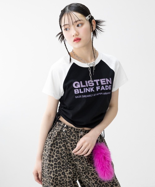 repipi armario（レピピ アルマリオ）の「【綿100％】ラインストーンラグランT（Tシャツ/カットソー・キッズ・ブルー/オレンジ/ホワイト/ブラック/ライム/ピンク・LARGE/MEDIUM/SMALL）」の10枚目の写真