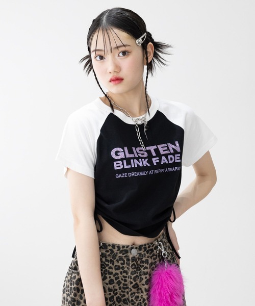 repipi armario（レピピ アルマリオ）の「【綿100％】ラインストーンラグランT（Tシャツ/カットソー・キッズ・ブルー/オレンジ/ホワイト/ブラック/ライム/ピンク・LARGE/MEDIUM/SMALL）」の11枚目の写真