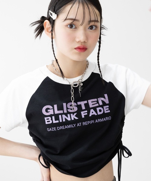 repipi armario（レピピ アルマリオ）の「【綿100％】ラインストーンラグランT（Tシャツ/カットソー・キッズ・ブルー/オレンジ/ホワイト/ブラック/ライム/ピンク・LARGE/MEDIUM/SMALL）」の12枚目の写真