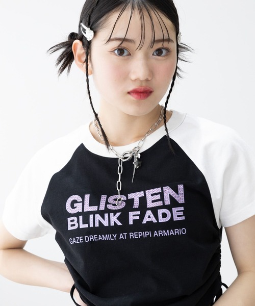 repipi armario（レピピ アルマリオ）の「【綿100％】ラインストーンラグランT（Tシャツ/カットソー・キッズ・ブルー/オレンジ/ホワイト/ブラック/ライム/ピンク・LARGE/MEDIUM/SMALL）」の13枚目の写真