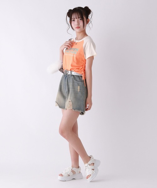 repipi armario（レピピ アルマリオ）の「【綿100％】ラインストーンラグランT（Tシャツ/カットソー・キッズ・ブルー/オレンジ/ホワイト/ブラック/ライム/ピンク・LARGE/MEDIUM/SMALL）」の16枚目の写真