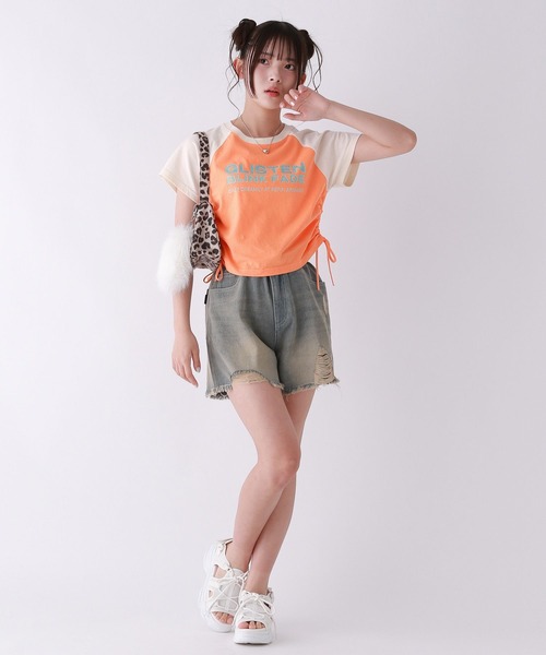 repipi armario（レピピ アルマリオ）の「【綿100％】ラインストーンラグランT（Tシャツ/カットソー・キッズ・ブルー/オレンジ/ホワイト/ブラック/ライム/ピンク・LARGE/MEDIUM/SMALL）」の17枚目の写真