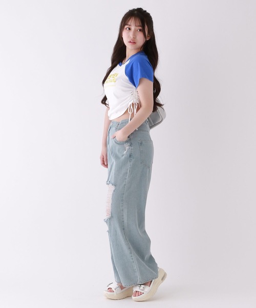 repipi armario（レピピ アルマリオ）の「【綿100％】ラインストーンラグランT（Tシャツ/カットソー・キッズ・ブルー/オレンジ/ホワイト/ブラック/ライム/ピンク・LARGE/MEDIUM/SMALL）」の20枚目の写真