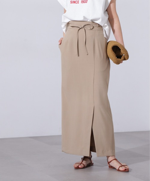 N.(N. Natural Beauty Basic)(エヌエヌナチュラルビューティーベーシック)の「ハイウエストラップスカート(スカート・レディース・ブラウン/ベージュ・MEDIUM)」の8枚目の写真