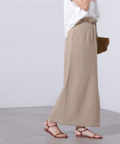 N.(N. Natural Beauty Basic)(エヌエヌナチュラルビューティーベーシック)の「ハイウエストラップスカート(スカート・レディース・ブラウン/ベージュ・MEDIUM)」の10枚目の写真