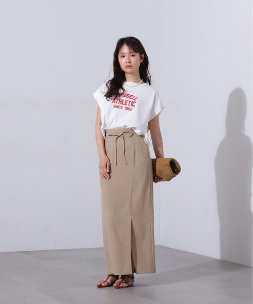 N.(N. Natural Beauty Basic)(エヌエヌナチュラルビューティーベーシック)の「ハイウエストラップスカート(スカート・レディース・ブラウン/ベージュ・MEDIUM)」の11枚目の写真