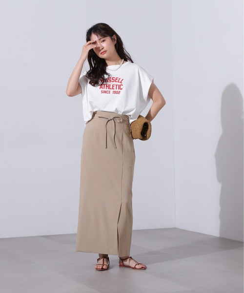 N.(N. Natural Beauty Basic)(エヌエヌナチュラルビューティーベーシック)の「ハイウエストラップスカート(スカート・レディース・ブラウン/ベージュ・MEDIUM)」の12枚目の写真