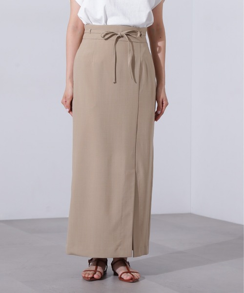 N.(N. Natural Beauty Basic)(エヌエヌナチュラルビューティーベーシック)の「ハイウエストラップスカート(スカート・レディース・ブラウン/ベージュ・MEDIUM)」の13枚目の写真