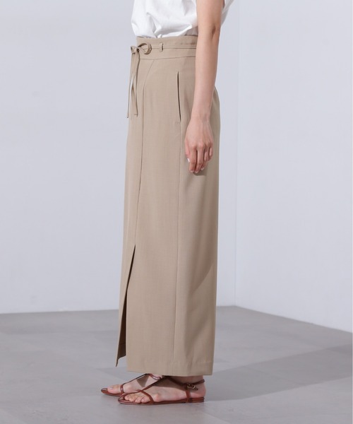 N.(N. Natural Beauty Basic)(エヌエヌナチュラルビューティーベーシック)の「ハイウエストラップスカート(スカート・レディース・ブラウン/ベージュ・MEDIUM)」の14枚目の写真