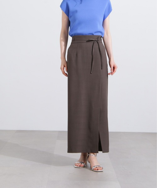 N.(N. Natural Beauty Basic)(エヌエヌナチュラルビューティーベーシック)の「ハイウエストラップスカート(スカート・レディース・ブラウン/ベージュ・MEDIUM)」の5枚目の写真