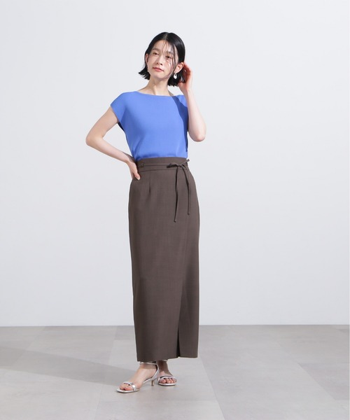 N.(N. Natural Beauty Basic)(エヌエヌナチュラルビューティーベーシック)の「ハイウエストラップスカート(スカート・レディース・ブラウン/ベージュ・MEDIUM)」の6枚目の写真