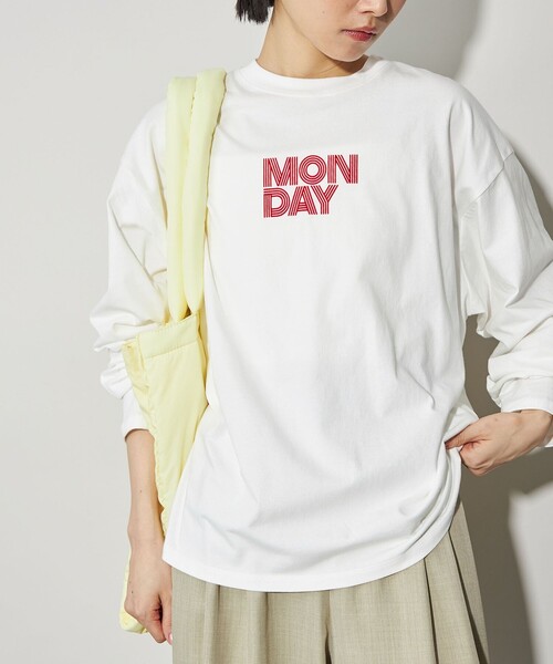 CITEN(シテン)の「<CITEN>day of weekグラフィックロンT(Tシャツ/カットソー・レディース・ホワイト/ダークグレー・FREE)」の2枚目の写真