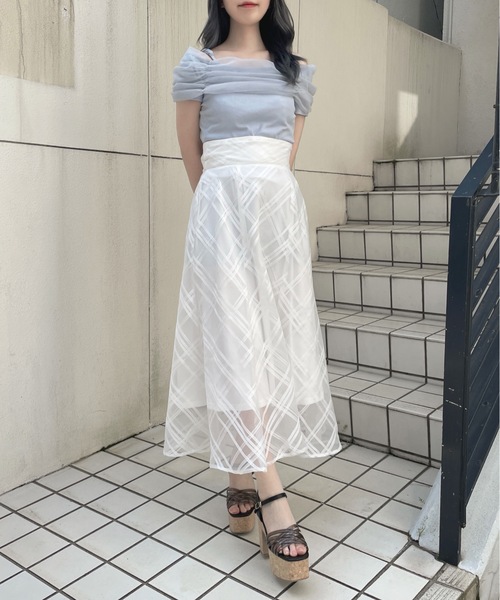 abc une face(アーベーセーアンフェイス)の「チュールオフショルトップス(Tシャツ/カットソー・レディース・ブルー/ブラック/ホワイト・FREE)」の20枚目の写真