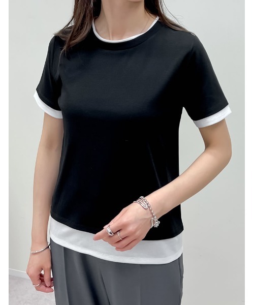 Re:EDIT(リエディ)の「レイヤード風シアースムース半袖トップス(Tシャツ/カットソー・レディース・ホワイト系その他/グレー系その他2/グレー系その他3/ブラック系その他/グレー系その他/ブラウン系その他・MEDIUM/LARGE)」の21枚目の写真