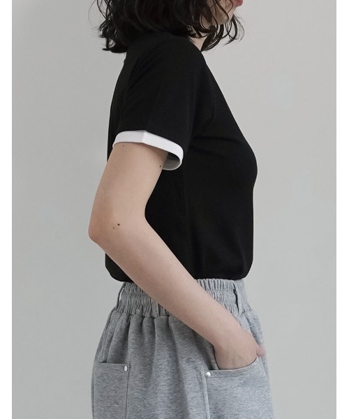 Re:EDIT(リエディ)の「レイヤード風シアースムース半袖トップス(Tシャツ/カットソー・レディース・ホワイト系その他/グレー系その他2/グレー系その他3/ブラック系その他/グレー系その他/ブラウン系その他・MEDIUM/LARGE)」の17枚目の写真