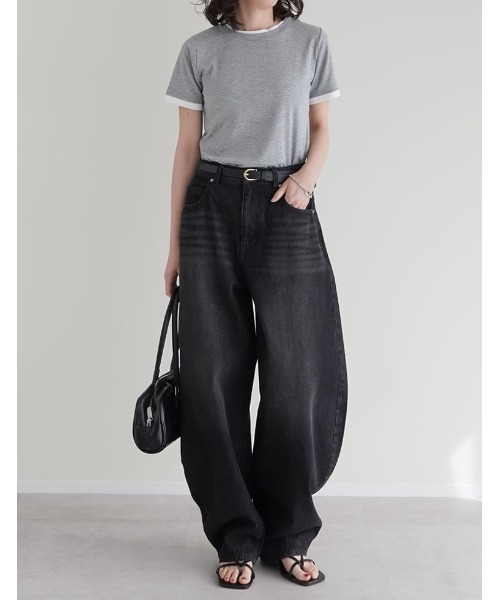 Re:EDIT(リエディ)の「レイヤード風シアースムース半袖トップス(Tシャツ/カットソー・レディース・ホワイト系その他/グレー系その他2/グレー系その他3/ブラック系その他/グレー系その他/ブラウン系その他・MEDIUM/LARGE)」の12枚目の写真