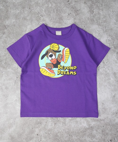 DILASH（ディラッシュ）の「バスケプリントバックナンバー半袖Tシャツ（Tシャツ/カットソー・キッズ・パープル/オフホワイト・90/100/110/120/130/140/80）」の2枚目の写真