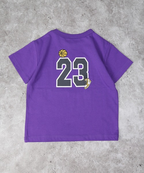 DILASH（ディラッシュ）の「バスケプリントバックナンバー半袖Tシャツ（Tシャツ/カットソー・キッズ・パープル/オフホワイト・90/100/110/120/130/140/80）」の5枚目の写真