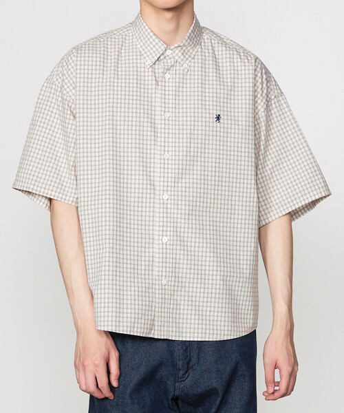 GYMPHLEX（ジムフレックス）の「Gymphlex | コットンチェック ボタンダウン半袖シャツ MEN（シャツ/ブラウス・メンズ・ブラック系その他/ホワイト系その他・L/M）」の6枚目の写真