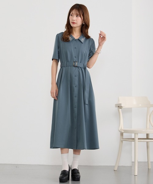 NICOLE CLUB（ニコル クラブ）の「衿刺繍ワンピース（ワンピース