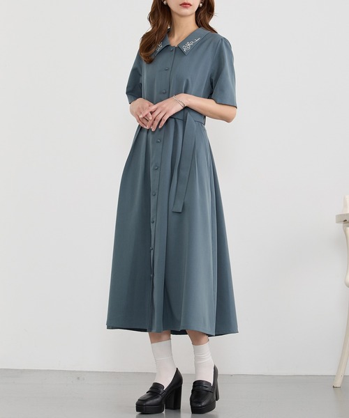 セール】衿刺繍ワンピース（ワンピース）｜NICOLE CLUB（ニコル