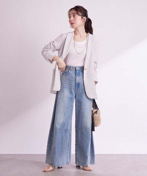 La boutique BonBon（ラブティックボンボン）の「【涼しく羽織れる】メッシュライトシングルジャケット（テーラードジャケット・レディース・ライトグレー/ネイビー・FREE）」の16枚目の写真