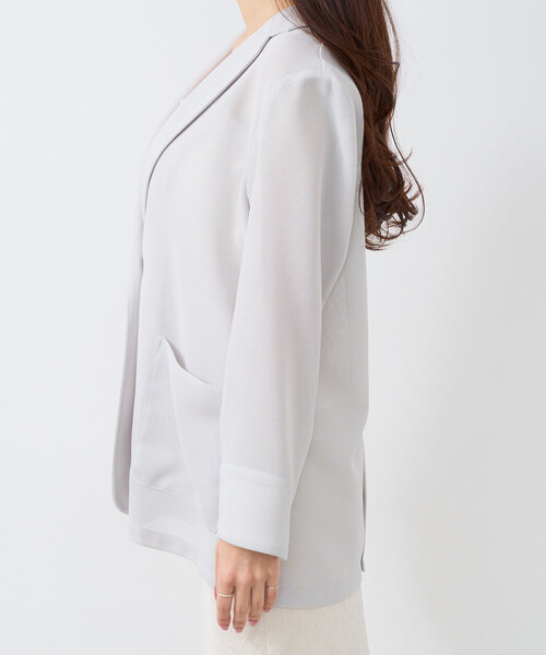 La boutique BonBon（ラブティックボンボン）の「【涼しく羽織れる】メッシュライトシングルジャケット（テーラードジャケット・レディース・ライトグレー/ネイビー・FREE）」の20枚目の写真