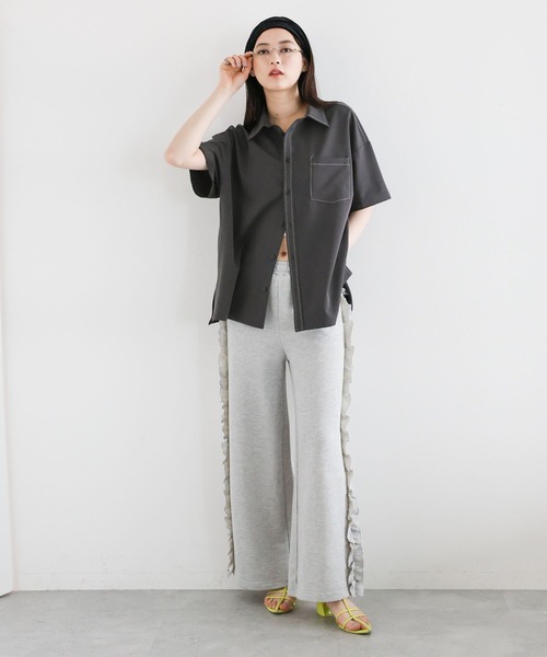 RAGEBLUE(レイジブルー)の「<セットアップ対応>TRステッチルーズシャツSS(シャツ/ブラウス・レディース・ネイビー/グレー・FREE)」の3枚目の写真