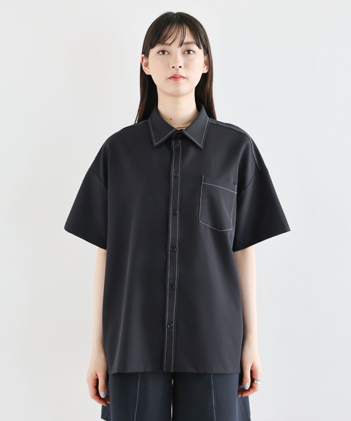 RAGEBLUE(レイジブルー)の「<セットアップ対応>TRステッチルーズシャツSS(シャツ/ブラウス・レディース・ネイビー/グレー・FREE)」の18枚目の写真