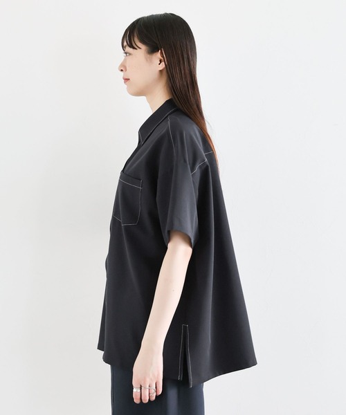 RAGEBLUE(レイジブルー)の「<セットアップ対応>TRステッチルーズシャツSS(シャツ/ブラウス・レディース・ネイビー/グレー・FREE)」の19枚目の写真