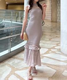 【AKB48 千葉恵里さん着用】ティアードフリルシアーマーメイドニットワンピース 夏服 サマーニット