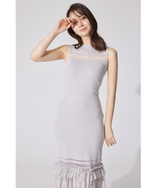 rienda(リエンダ)の「【AKB48 千葉恵里さん着用】ティアードフリルシアーマーメイドニットワンピース 夏服 サマーニット(ワンピース・レディース・ライトピンク/ライトパープル/ブラック・FREE)」の13枚目の写真