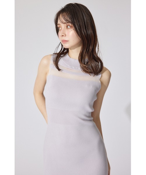 rienda(リエンダ)の「【AKB48 千葉恵里さん着用】ティアードフリルシアーマーメイドニットワンピース 夏服 サマーニット(ワンピース・レディース・ライトピンク/ライトパープル/ブラック・FREE)」の14枚目の写真