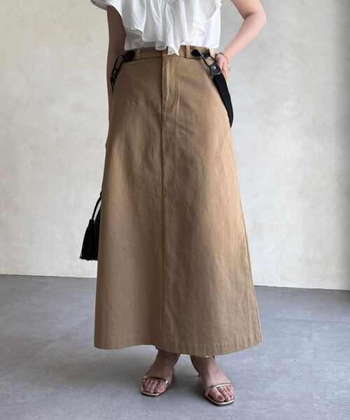 Chez toi(シェトワ)の「サス付きスカート(スカート・レディース・チャコールグレー/ベージュ・FREE)」の1枚目の写真