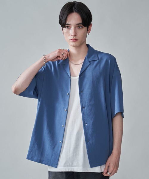 BROWNY(ブラウニー)の「BROWNY/クレープオープンカラーシャツ(シャツ/ブラウス・メンズ・チャコール/ライトグレー/ブルー・MEDIUM/LARGE)」の22枚目の写真
