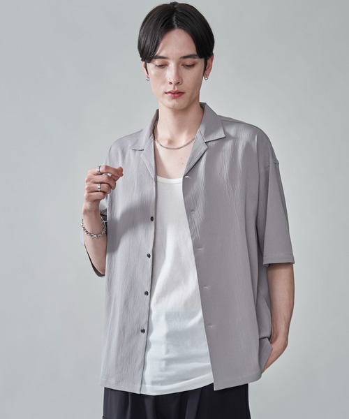 BROWNY(ブラウニー)の「BROWNY/クレープオープンカラーシャツ(シャツ/ブラウス・メンズ・チャコール/ライトグレー/ブルー・MEDIUM/LARGE)」の11枚目の写真