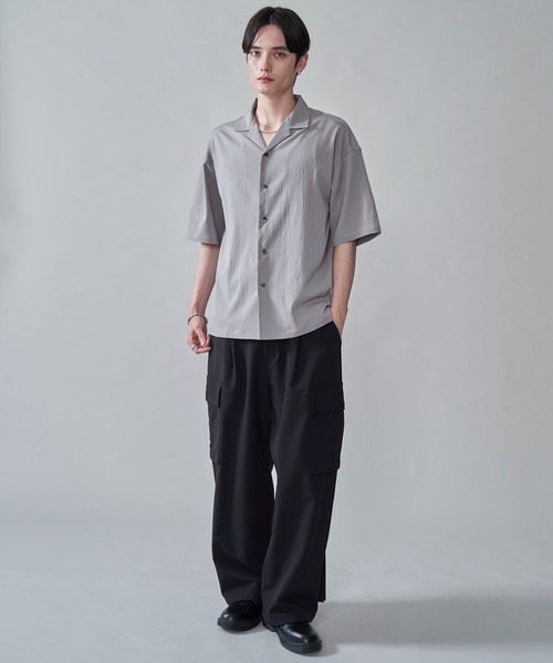 BROWNY(ブラウニー)の「BROWNY/クレープオープンカラーシャツ(シャツ/ブラウス・メンズ・チャコール/ライトグレー/ブルー・MEDIUM/LARGE)」の12枚目の写真