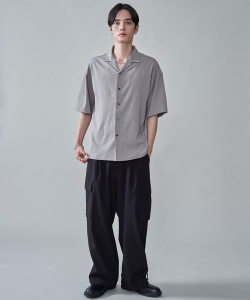 BROWNY(ブラウニー)の「BROWNY/クレープオープンカラーシャツ(シャツ/ブラウス・メンズ・チャコール/ライトグレー/ブルー・MEDIUM/LARGE)」の13枚目の写真