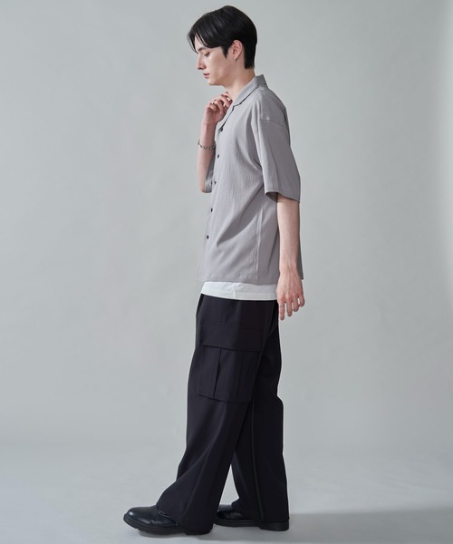 BROWNY(ブラウニー)の「BROWNY/クレープオープンカラーシャツ(シャツ/ブラウス・メンズ・チャコール/ライトグレー/ブルー・MEDIUM/LARGE)」の14枚目の写真