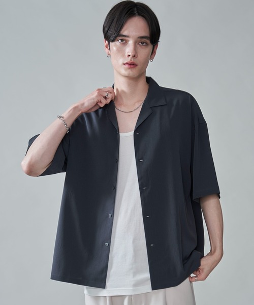 BROWNY(ブラウニー)の「BROWNY/クレープオープンカラーシャツ(シャツ/ブラウス・メンズ・チャコール/ライトグレー/ブルー・MEDIUM/LARGE)」の15枚目の写真