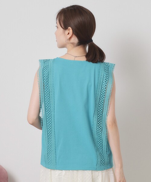 ITS'DEMO（イッツデモ）の「【洗濯機OK】ショルダーレースプルオーバー（Tシャツ/カットソー・レディース・ブラック/オフホワイト/ブルーグリーン/レッド系・00）」の14枚目の写真