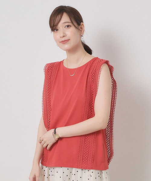 ITS'DEMO（イッツデモ）の「【洗濯機OK】ショルダーレースプルオーバー（Tシャツ/カットソー・レディース・ブラック/オフホワイト/ブルーグリーン/レッド系・00）」の17枚目の写真