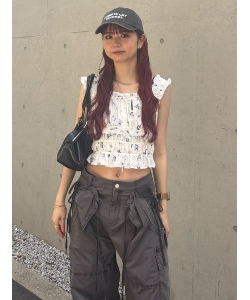 THROW by SLY（スローバイスライ）の「THROW MAYU KAKIHATA CAP キャップ（キャップ・レディース・バーガンディー/ブラック・FREE）」の10枚目の写真