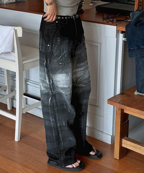 ASCLO（エジュクロ）の「ASCLO／ペイントクラッシュデニム（デニムパンツ・メンズ・ブラック・SMALL/MEDIUM/LARGE）」の21枚目の写真