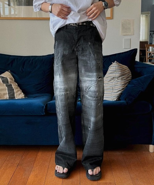 ASCLO（エジュクロ）の「ASCLO／ペイントクラッシュデニム（デニムパンツ・メンズ・ブラック・SMALL/MEDIUM/LARGE）」の19枚目の写真