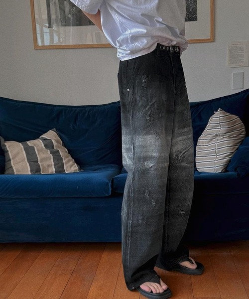 ASCLO（エジュクロ）の「ASCLO／ペイントクラッシュデニム（デニムパンツ・メンズ・ブラック・SMALL/MEDIUM/LARGE）」の18枚目の写真