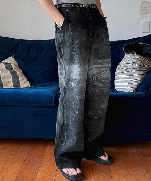 ASCLO（エジュクロ）の「ASCLO／ペイントクラッシュデニム（デニムパンツ・メンズ・ブラック・SMALL/MEDIUM/LARGE）」の16枚目の写真