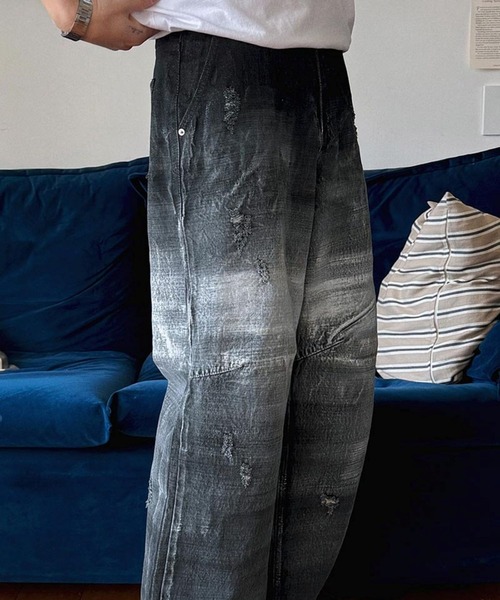 ASCLO（エジュクロ）の「ASCLO／ペイントクラッシュデニム（デニムパンツ・メンズ・ブラック・SMALL/MEDIUM/LARGE）」の15枚目の写真