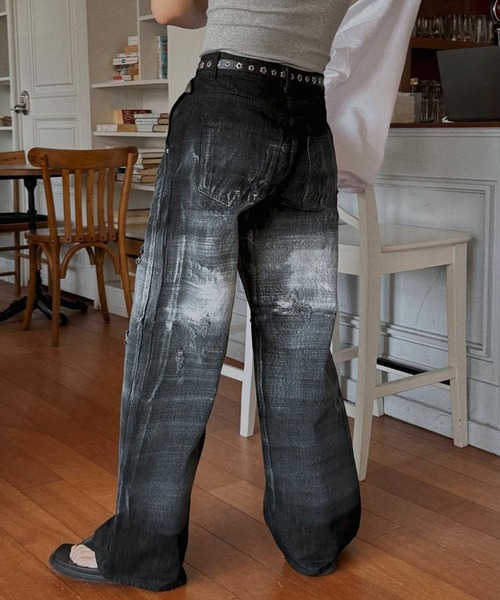 ASCLO（エジュクロ）の「ASCLO／ペイントクラッシュデニム（デニムパンツ・メンズ・ブラック・SMALL/MEDIUM/LARGE）」の14枚目の写真